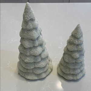 Set of Two  Department 56 Glittery Cone Trees to go with Snow Babies